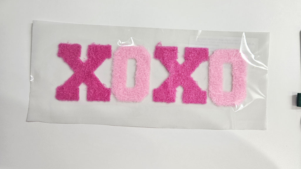 XOXO Bright and Light Pink Fuzzy Patch Apparel