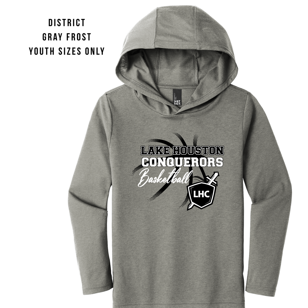 LHC Logo and Name with Basketball Long Sleeve Hooded Tee