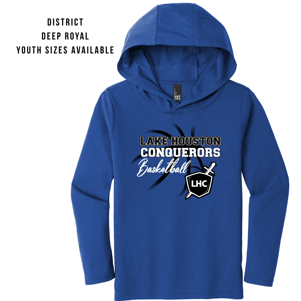 LHC Logo and Name with Basketball Long Sleeve Hooded Tee