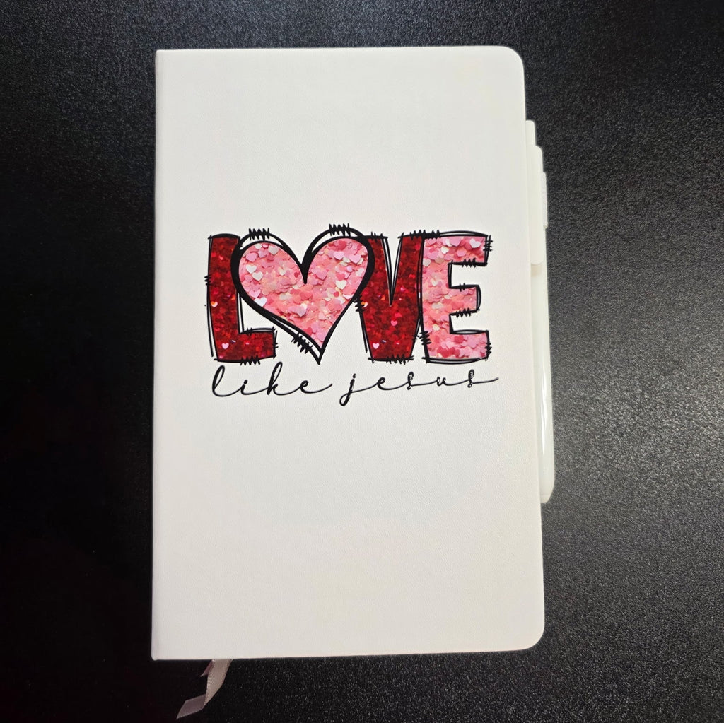 Journal 5x8, Love Like Jesus Glitter Red and Pink