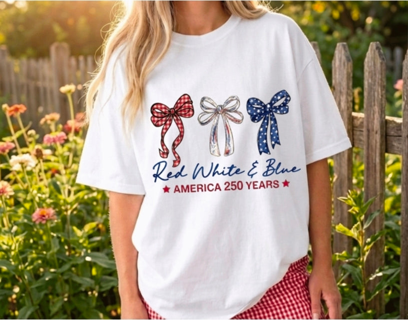 Red White & Blue Bows America 250 Years T-shirt
